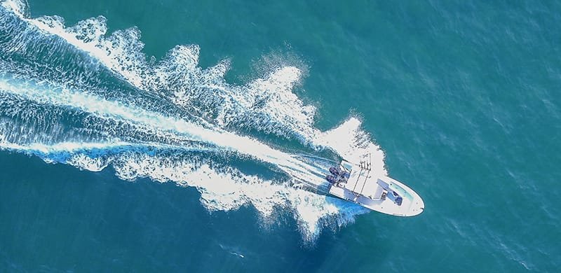 Outboard Motor Mounted on a Fishing Boat 